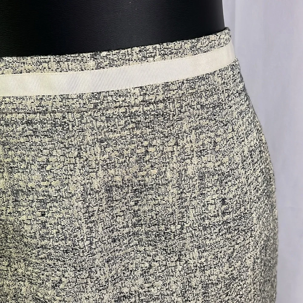 Boden Metallic Gold Navy & Cream Jacquard Pencil Skirt